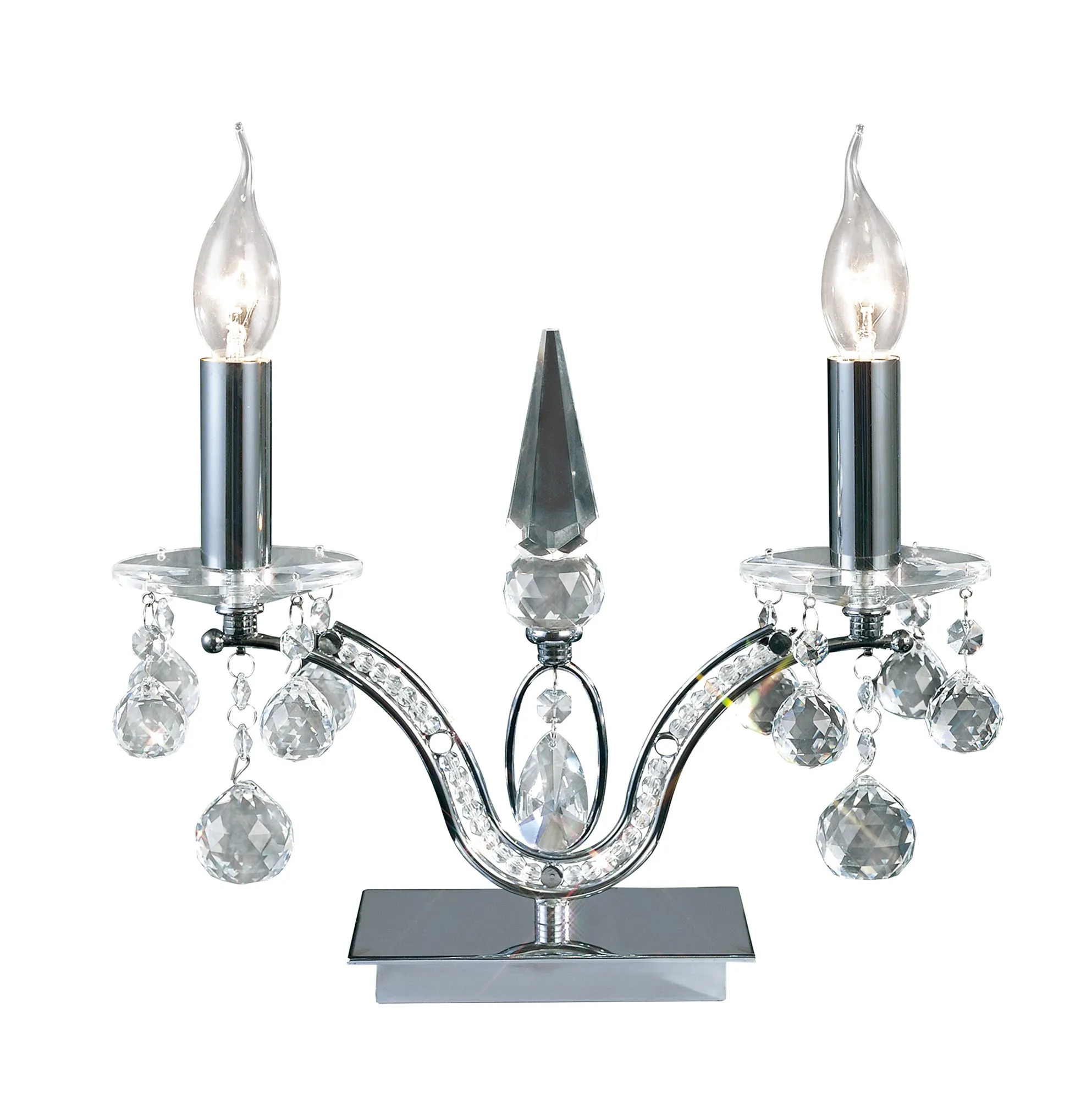 IL30040  Tara Crystal 29cm 2 Light Table Lamp Polished Chrome